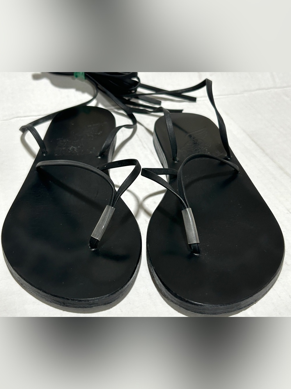 Ancient Greek Celia Wraps Leather Sandals in Black